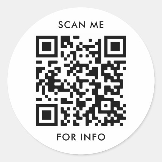 Benutzerdefinierter QR-Code und Textvorlage Runder Aufkleber (Vorderseite)