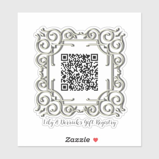 Benutzerdefinierter QR-Code Verzierte Frame Weddin Aufkleber (Blatt)
