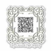 Benutzerdefinierter QR-Code Verzierte Frame Weddin Aufkleber (Vorderseite)