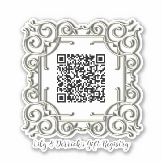 Benutzerdefinierter QR-Code Verzierte Frame Weddin Aufkleber (Vorderseite)