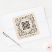 Benutzerdefinierter QR-Code Verzierte Frame Weddin Quadratischer Aufkleber (Umschlag)