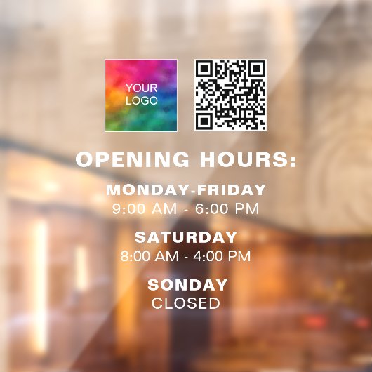 Benutzerdefinierter QR-Code-Vorlage Öffnungszeiten Fensteraufkleber (Blatt 2)