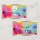 Benutzerdefinierter QR-Code Watercolor Gold Social Visitenkarte (Vorne/Hinten)