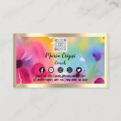 Benutzerdefinierter QR-Code Watercolor Gold Social Visitenkarte (Rückseite)