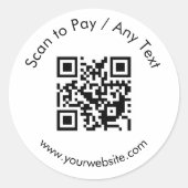 Benutzerdefinierter QR-Code / Weißes rundes Text-S Runder Aufkleber (Vorderseite)
