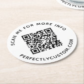 Benutzerdefinierter QR-Code Weitere Informationen  Runder Pappuntersetzer (Angewinkelt)