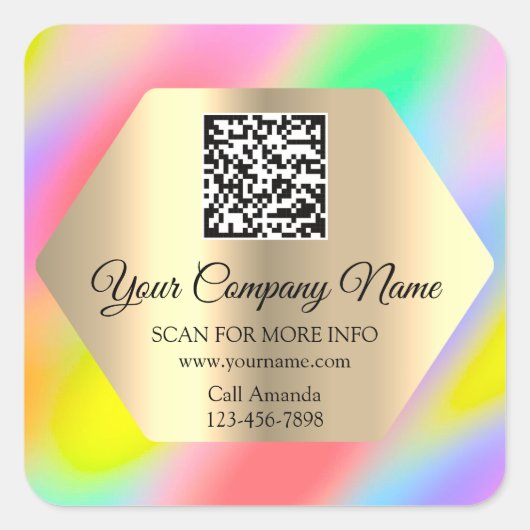 Benutzerdefinierter QR-Code Werbeaktion Ombre Holo Quadratischer Aufkleber (Vorderseite)
