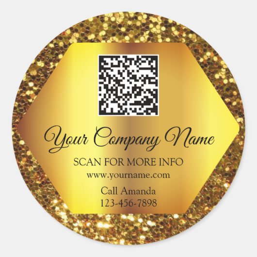 Benutzerdefinierter QR-Code Werbeplakette Gold-Kar Runder Aufkleber (Vorderseite)