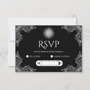 Benutzerdefinierter QRCode Elegante schwarze und w RSVP Karte