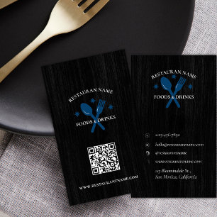 Benutzerdefinierter QRCode Holzstruktur Restaurant Visitenkarte