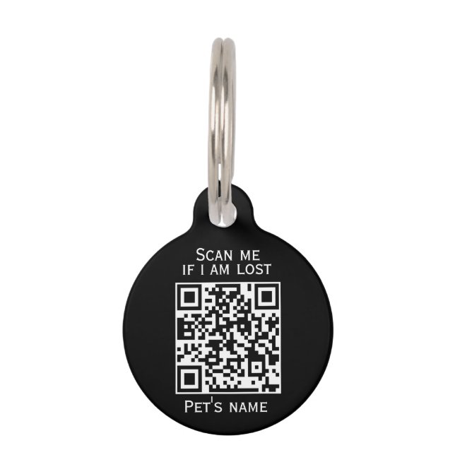 Benutzerdefinierter QS-Code, schwarzes Hundehalsba Haustiermarke (Vorderseite)