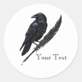Benutzerdefinierter Rabe auf Feder Sticker