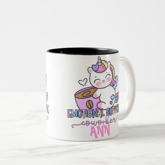 Benutzerdefinierter Rainbow Unicorn Emotionale Sup Zweifarbige Tasse (VorderseiteRechts)
