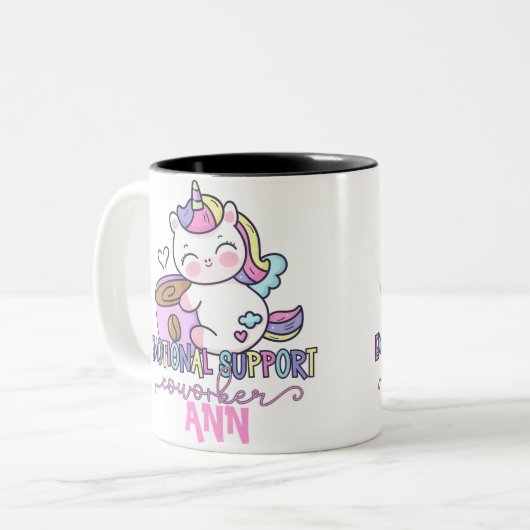 Benutzerdefinierter Rainbow Unicorn Emotionale Sup Zweifarbige Tasse (Vorderseite Links)