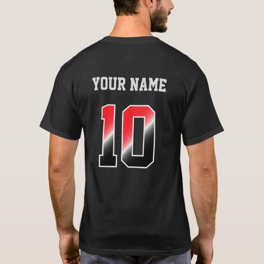 Benutzerdefinierter Red Number 10 Personalisierter T-Shirt (Rückseite)