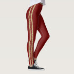 Benutzerdefinierter Red- und Gold-Glitzer-Text Lei Leggings<br><div class="desc">Personalisierte Leggings mit einem doppelten athletischen Streifen in goldfarbenem Glitzer, beide Beine mit individuellem Text in der Mitte, der auf beiden Seiten unterschiedlich sein kann. Ideal, um Ihr Lieblingszitat, Vers, inspirierendes Mantra, Teamname oder Ihren eigenen Namen zu wiederholen! Das Legieren von Farben und Schriftart kann mit dem fortgeschrittenen Editor geändert...</div>