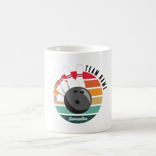 Benutzerdefinierter Retro-Bowling-Buttone Team- un Kaffeetasse (Mittel)