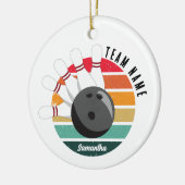 Benutzerdefinierter Retro-Bowling-Buttone Team- un Keramik Ornament (Links)