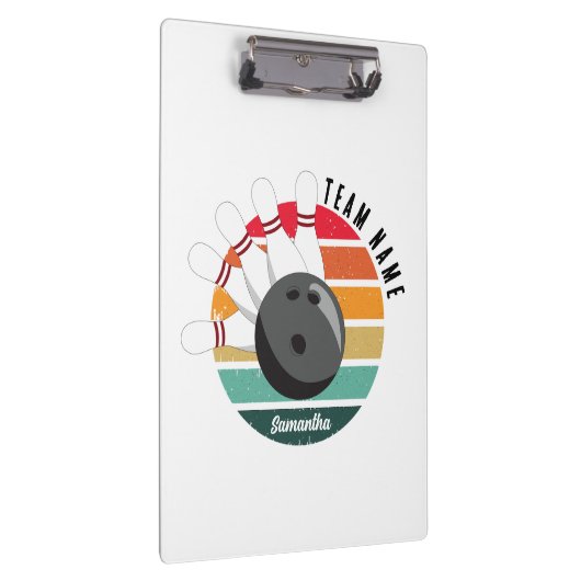 Benutzerdefinierter Retro-Bowling-Buttone Team- un Klemmbrett (Rechts)