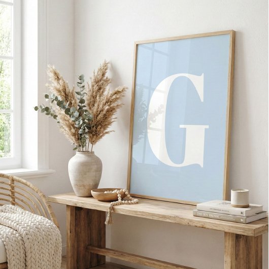 Benutzerdefinierter Retro-Buchstabe in Eisblau im Poster
