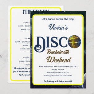 Benutzerdefinierter Retro-Disco-Junggesellinnen-Wo Einladung