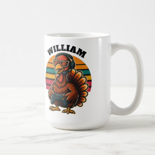 Benutzerdefinierter Retro-Erntedank-Truthahn-Gamer Kaffeetasse