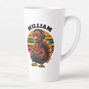 Benutzerdefinierter Retro-Erntedank-Truthahn-Gamer Milchtasse