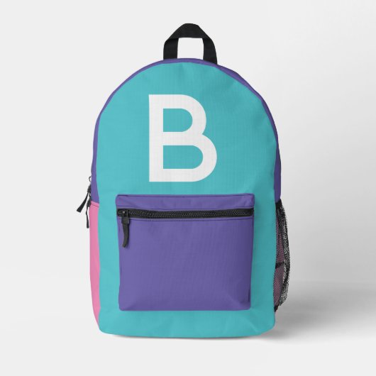Benutzerdefinierter Retro-Farbenblock Initialien-R Bedruckter Rucksack (Vorderseite)