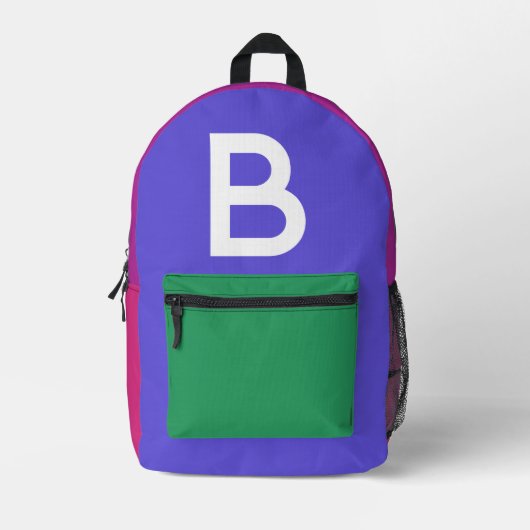 Benutzerdefinierter Retro-Farbenblock Initialien-R Bedruckter Rucksack (Vorderseite)