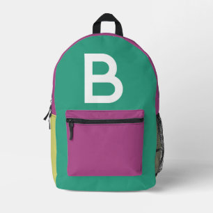 Benutzerdefinierter Retro-Farbenblock Initialien-R Bedruckter Rucksack