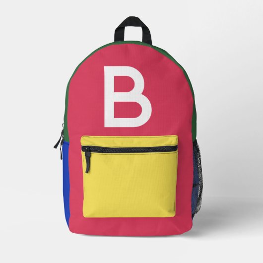 Benutzerdefinierter Retro-Farbenblock Initialien-R Bedruckter Rucksack (Vorderseite)