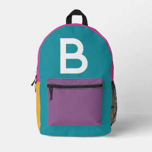 Benutzerdefinierter Retro-Farbenblock Initialien-R Bedruckter Rucksack