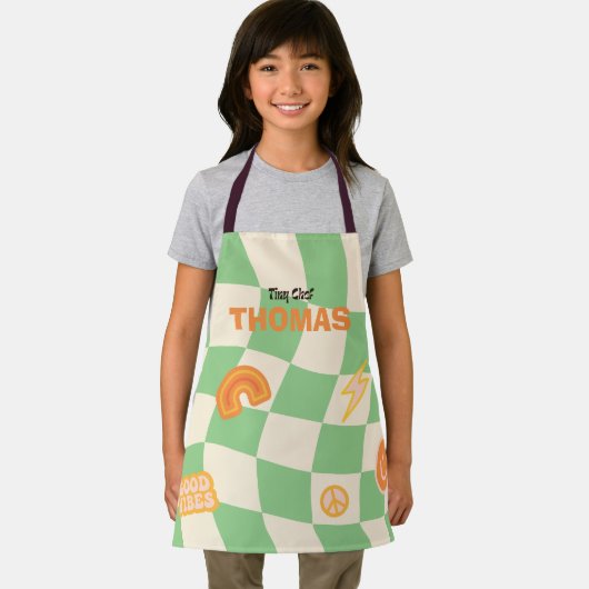 Benutzerdefinierter Retro Groovy Checkerboard benu Schürze (Insitu)