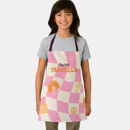 Benutzerdefinierter Retro Groovy Checkerboard benu Schürze (Insitu)