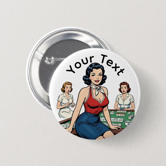 Benutzerdefinierter Retro-Mahjong-Text Geschenk zu Button (Vorne & Hinten)