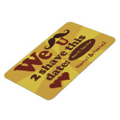 Benutzerdefinierter Retro-Mustache-Rett-The-Date-M Magnet (Linke Seite)