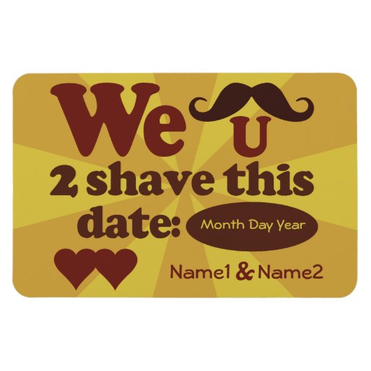 Benutzerdefinierter Retro-Mustache-Rett-The-Date-M Magnet (Horizontal)