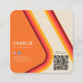 Benutzerdefinierter Retro Orange Foto Social Media Quadratische Visitenkarte (Rückseite)
