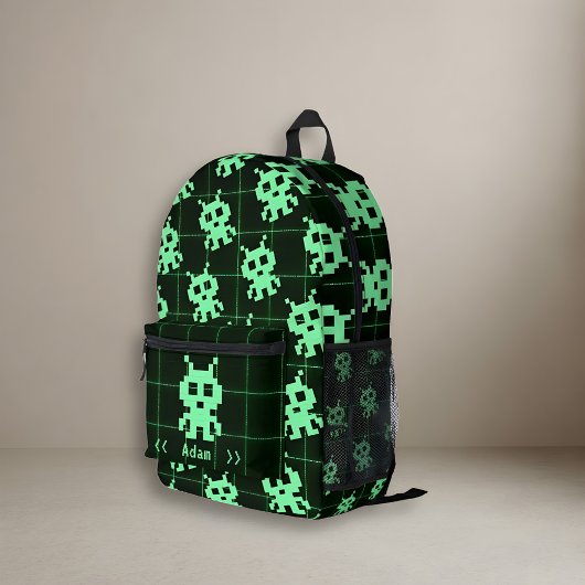 Benutzerdefinierter Retro-Pixel-Alien-Backpack Bedruckter Rucksack