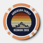 Benutzerdefinierter Retro-Sonnenuntergang Berg Fam Pokerchips (Rückseite)