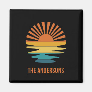 Benutzerdefinierter Retro-Sunset-Familienname SIgn Magnet