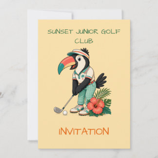 Benutzerdefinierter Retro-Tukan Junior-Golfschläge Einladung