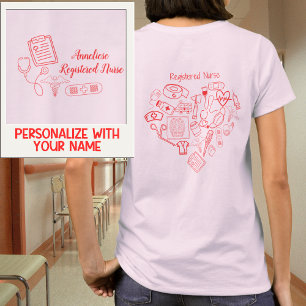 Benutzerdefinierter RN-Pocket-Name und medizinisch T-Shirt