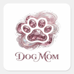 Benutzerdefinierter Rosa DOG MOM Quadratischer Auf Aufkleber