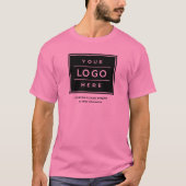 Benutzerdefinierter rosa Firmenname und Logo T-Shirt (Vorderseite)
