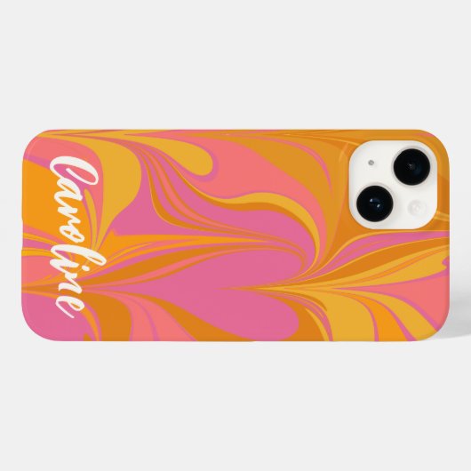 Benutzerdefinierter rosa gelber Abstrakter Marmors Case-Mate iPhone Hülle (Rückseite (Horizontal))