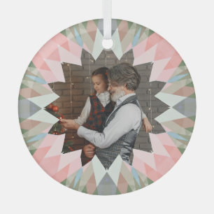 Benutzerdefinierter Rosa Grauer Weihnachtsstern Fa Ornament Aus Glas