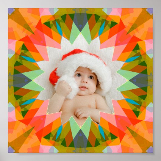 Benutzerdefinierter rosa grüner Weihnachtsstern Fa Poster (Vorne)