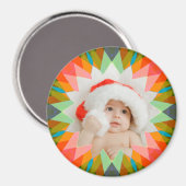 Benutzerdefinierter rosa grüner Weihnachtsstern Fo Magnet (Vorderseite/Rückseite)