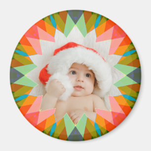 Benutzerdefinierter rosa grüner Weihnachtsstern Fo Magnet